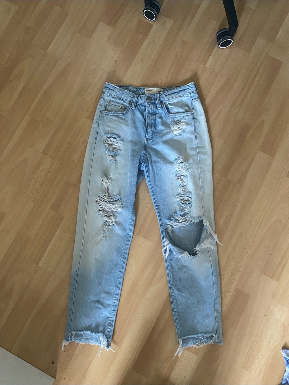 Garage Light Wash Distressed High rise Ripped Jeans